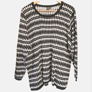 Pre-loved Pont Neuf Black & White Geometric Patterned Sweater. Plus-size 24W